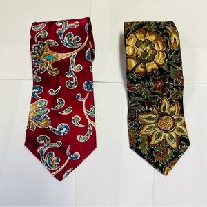 Valentino Pietro Pure Silk Tie Lot Paisley Floral Vintage Made USA Italy